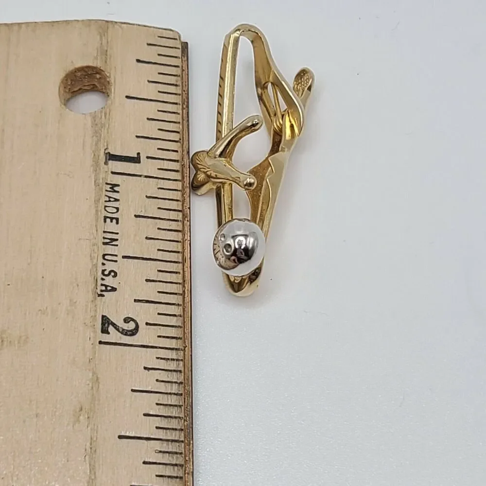 Vintage Swank Bowling Ball Cufflinks & Tie Clip Set Gift Bowler Silver Gold Tone